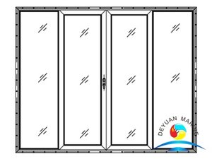 Ship Marine Twin-leaves Fixed Twin-leaves Slided Aluminium Sliding Door