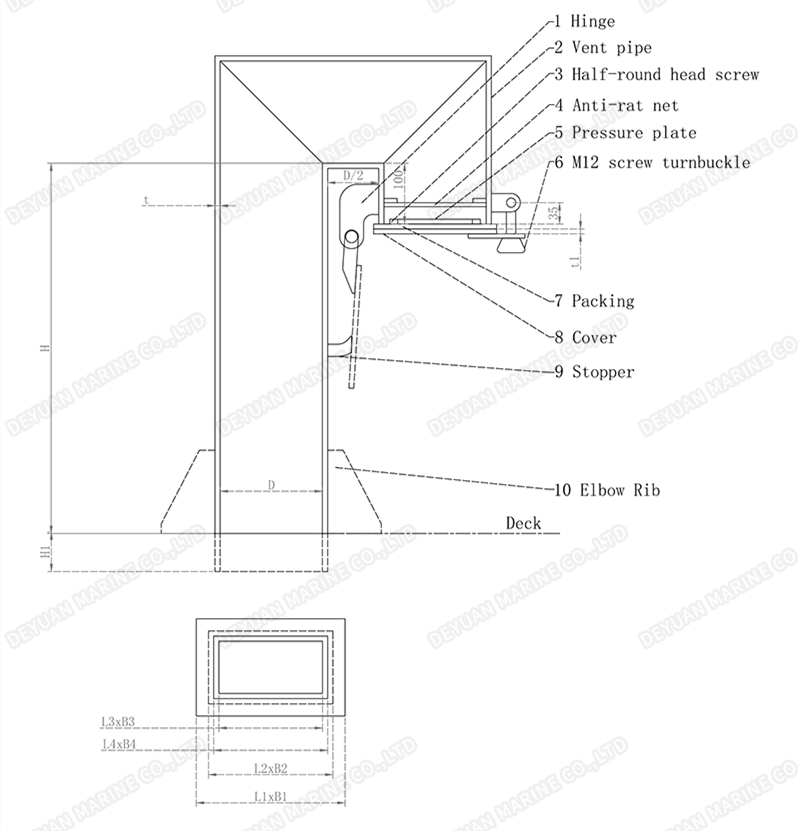 Type CA Rectangular Tube Gooseneck Ventilator with Welding Angle Neck ...