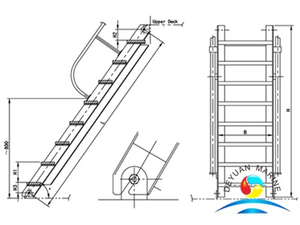 High Quality Marine Steel Engine Room Inclined Ladder For Ship