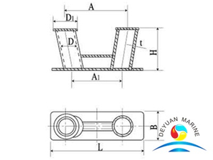 Marine Mooring Dock Steel Doubt Baseplate Welded Inclined Bollard 